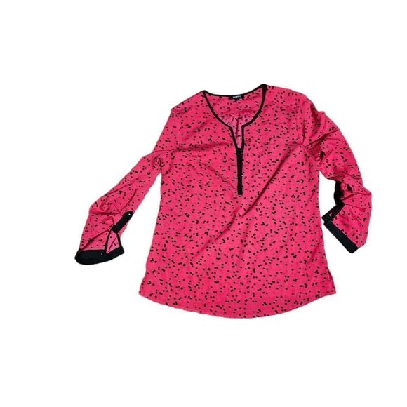 Women's ELEMENTZ Polka Dot Roll Up Sleeves Blouse Medium - Picture 1 of 3